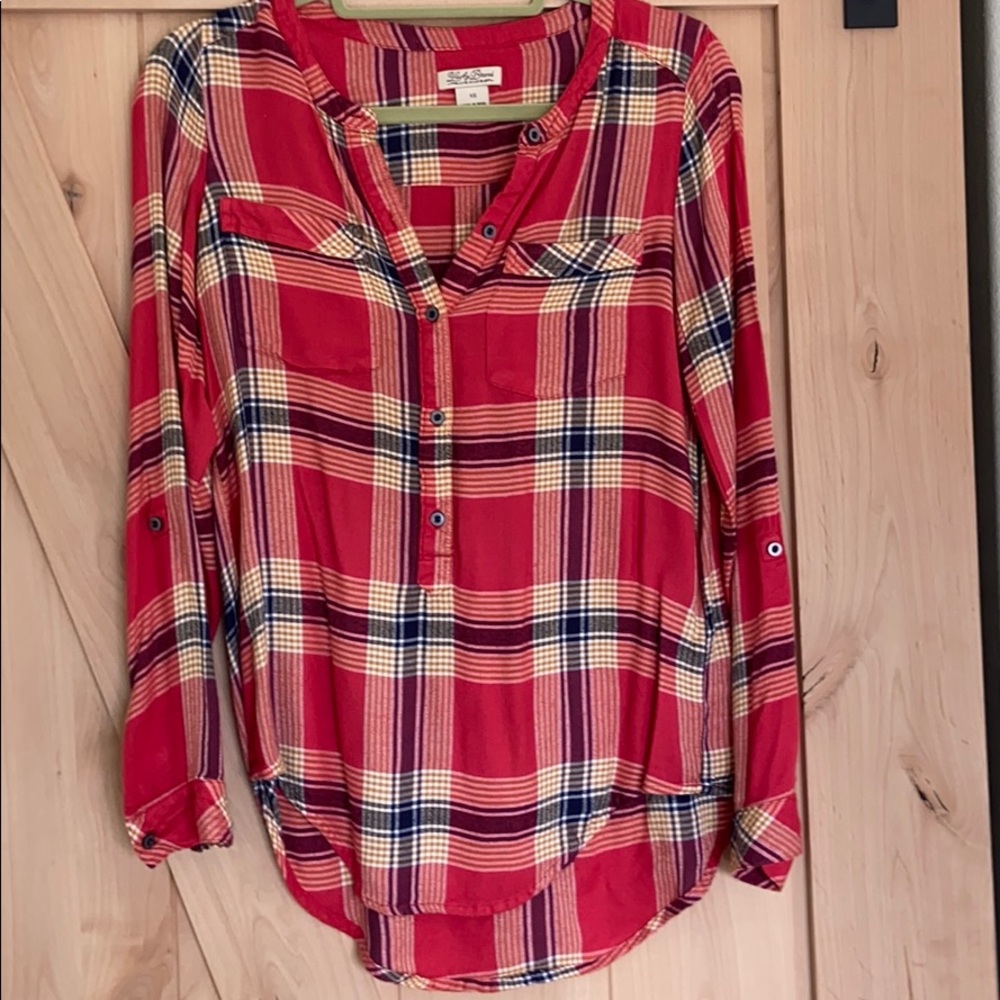 Lucky Brand Long Sleeve Plaid Blouse